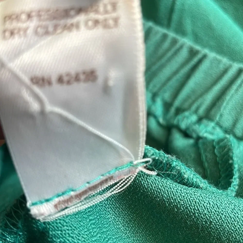 Vintage Emerald Green Elastic‎ Waist Midi Skirt Career Office Modest Everyday